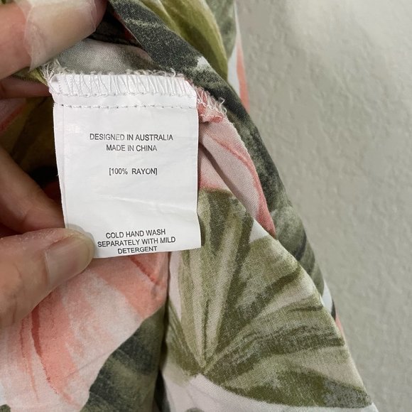 LABEL Of Love Womens Pink Green Flower Print Tropical Off Shoulder Dress Size: - Picture 4 of 6